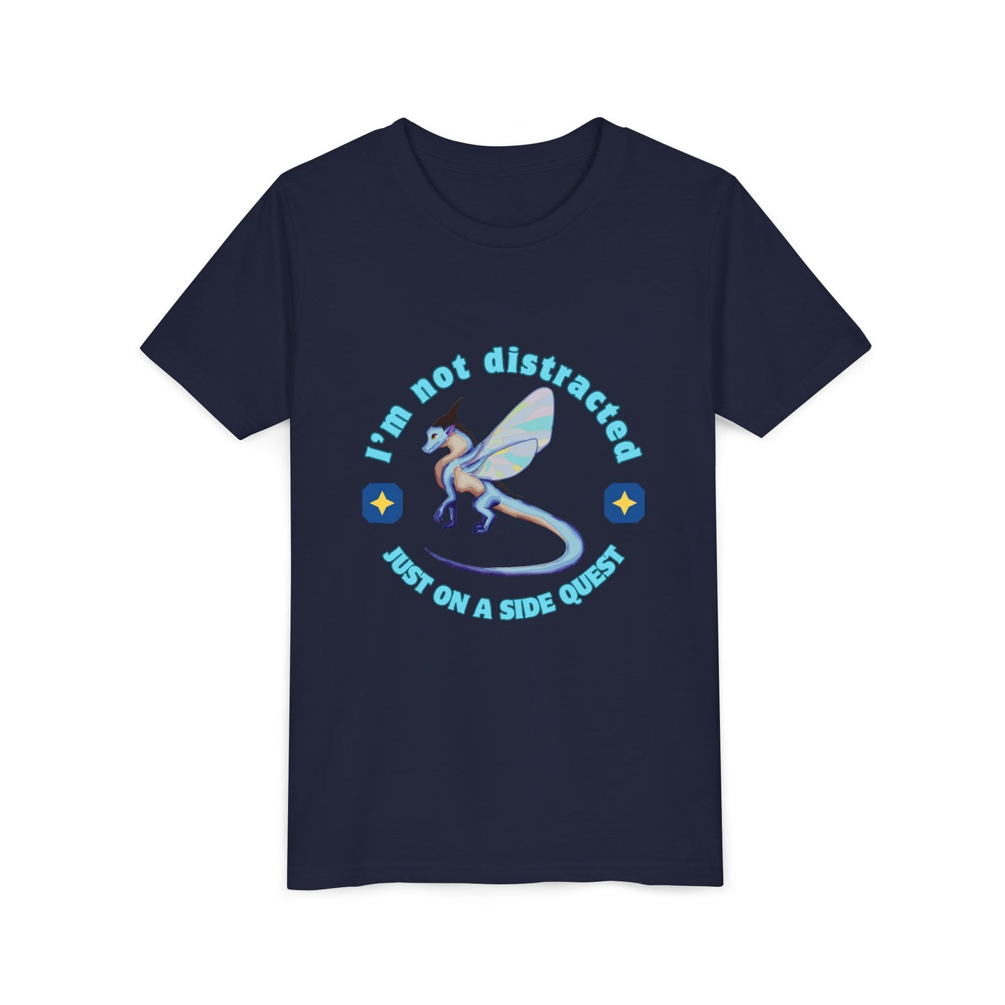 Fantasy Dragon Adventure Youth Tee – "I'm Not Distracted, Just On A Side Quest"