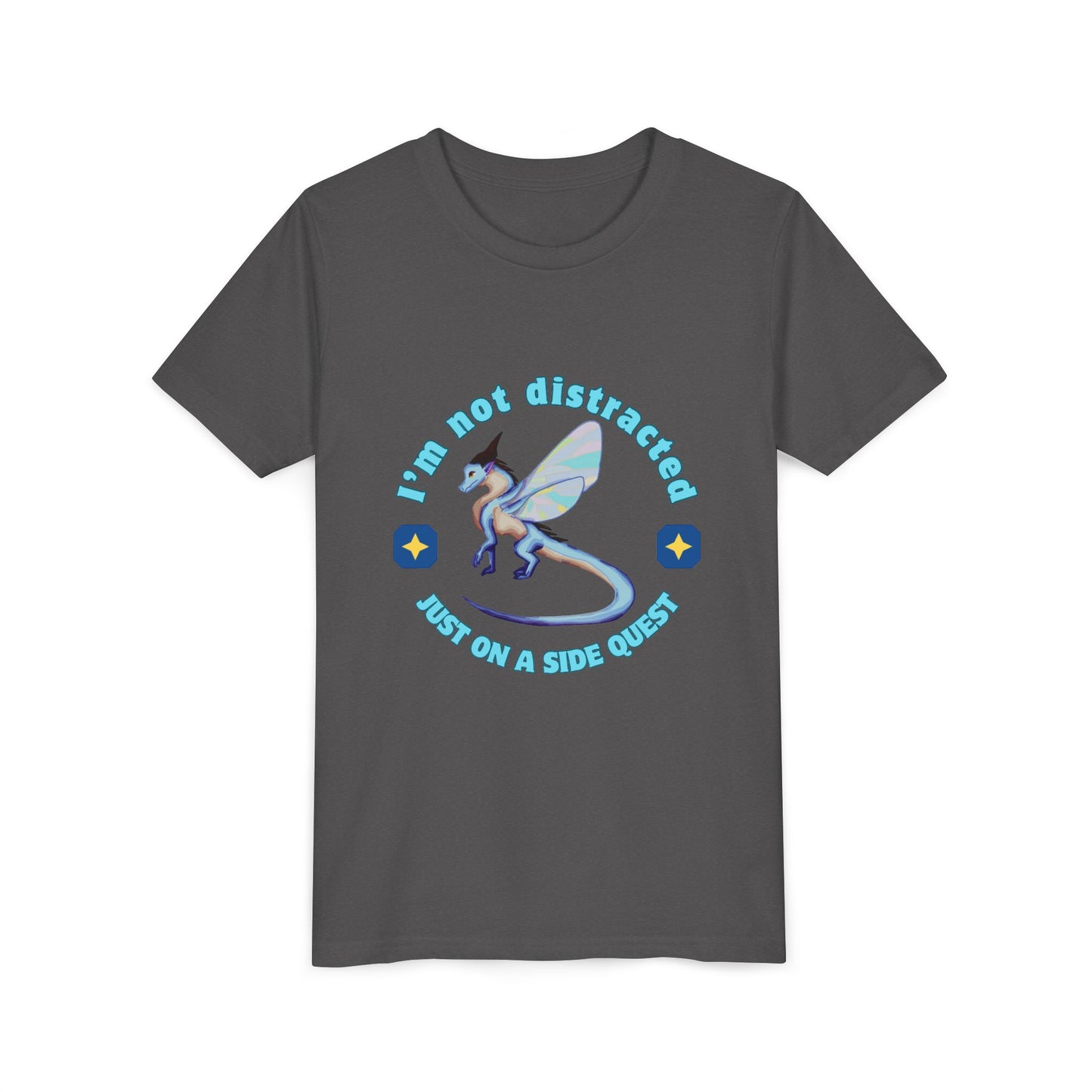 Fantasy Dragon Adventure Youth Tee – "I'm Not Distracted, Just On A Side Quest"
