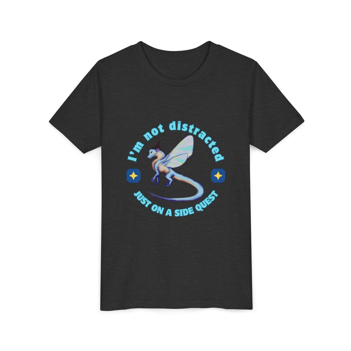 Fantasy Dragon Adventure Youth Tee – "I'm Not Distracted, Just On A Side Quest"