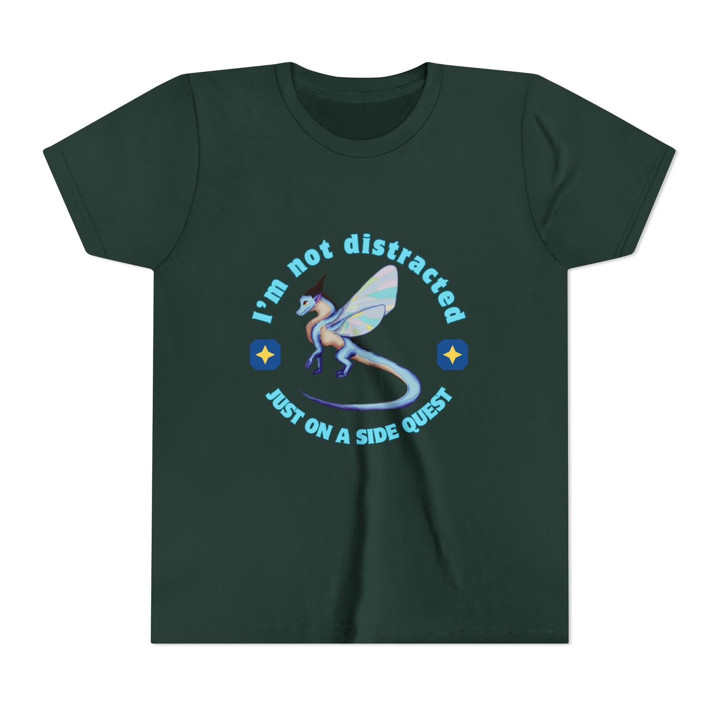 Fantasy Dragon Adventure Youth Tee – "I'm Not Distracted, Just On A Side Quest"