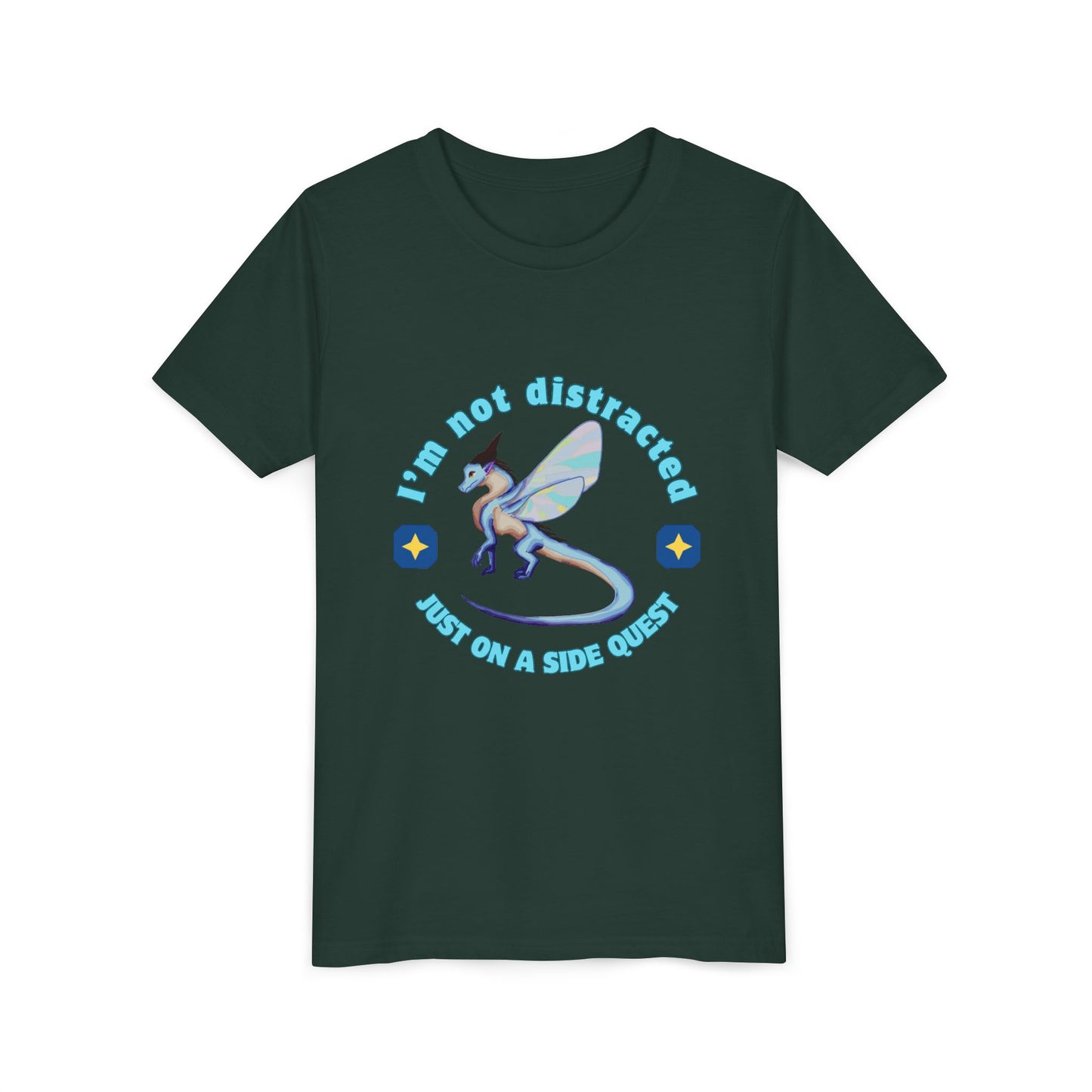 Fantasy Dragon Adventure Youth Tee – "I'm Not Distracted, Just On A Side Quest"